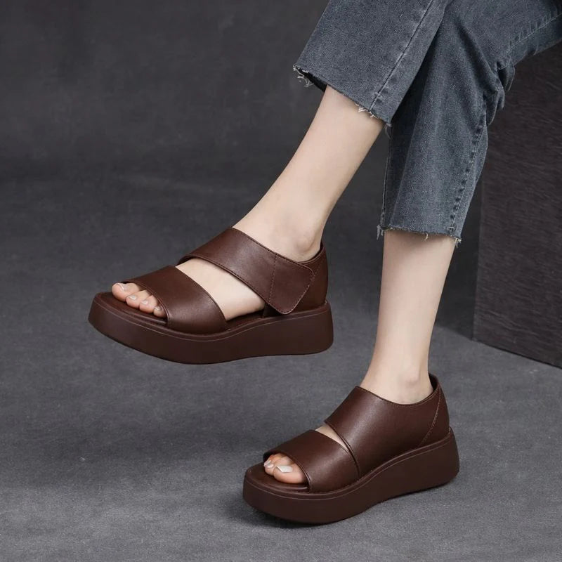 THALIA - Sandalias de plataforma + plantilla acolchada para mujer con broche. (Tik Tok)