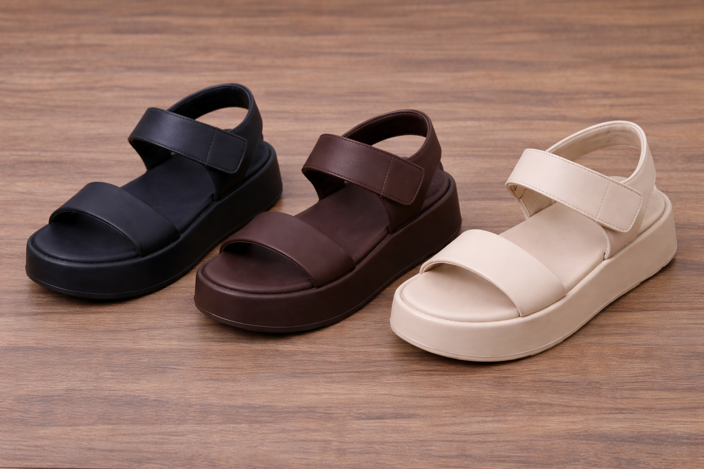 THALIA J - Sandalias de plataforma + plantilla acolchada para mujer con broche.
