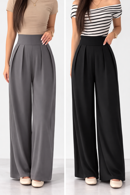 MILA PANT - Pantalón de tiro alto con pinzas frontales