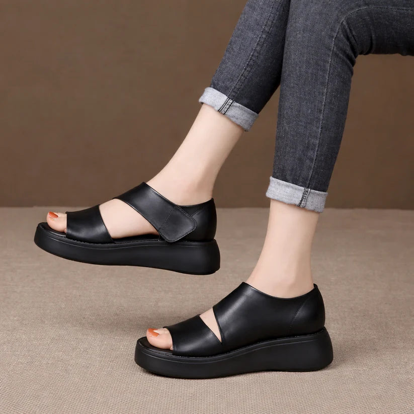 THALIA - Sandalias de plataforma + plantilla acolchada para mujer con broche. (Facebook)