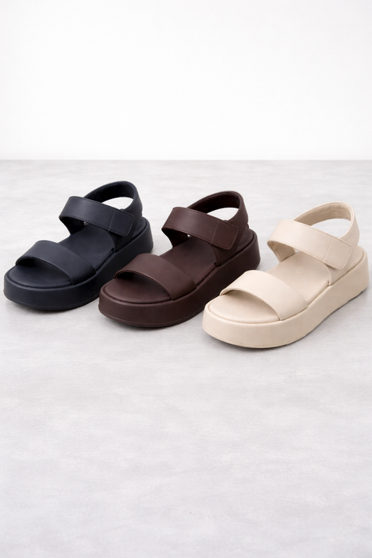 THALIA J - Sandalias de plataforma + plantilla acolchada para mujer con broche.