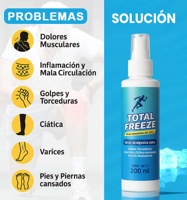 TOTAL FREEZE™- SPRAY ANALGÉSICO DE HIELO LÍQUIDO 100% EFECTIVO