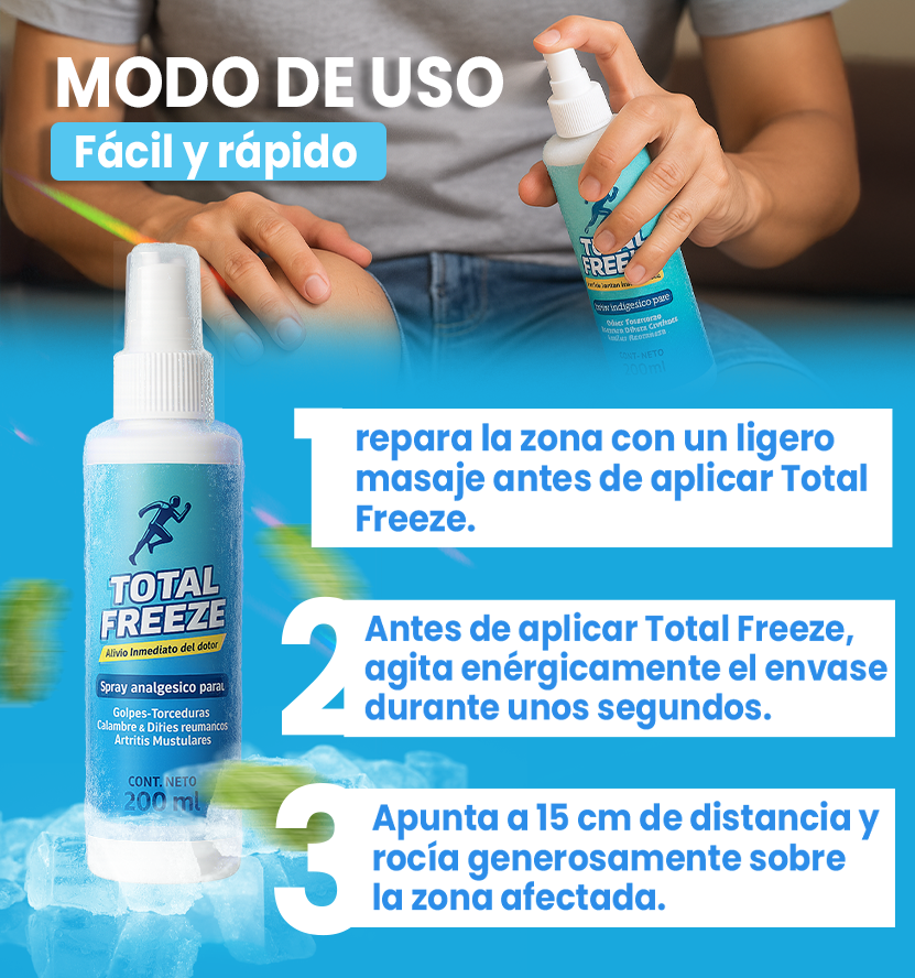 TOTAL FREEZE™- SPRAY ANALGÉSICO DE HIELO LÍQUIDO 100% EFECTIVO