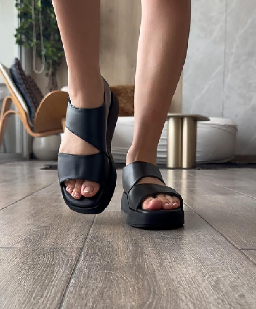 THALIA - Sandalias de plataforma + plantilla acolchada para mujer con broche. (Facebook)
