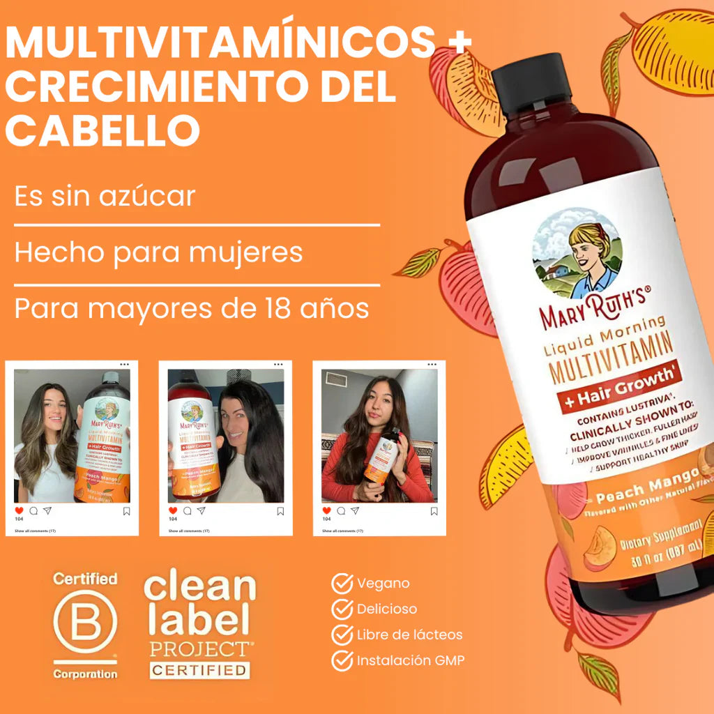 Botella de Multivitamínico y Multimineral Líquido MaryRuth's (200ml)